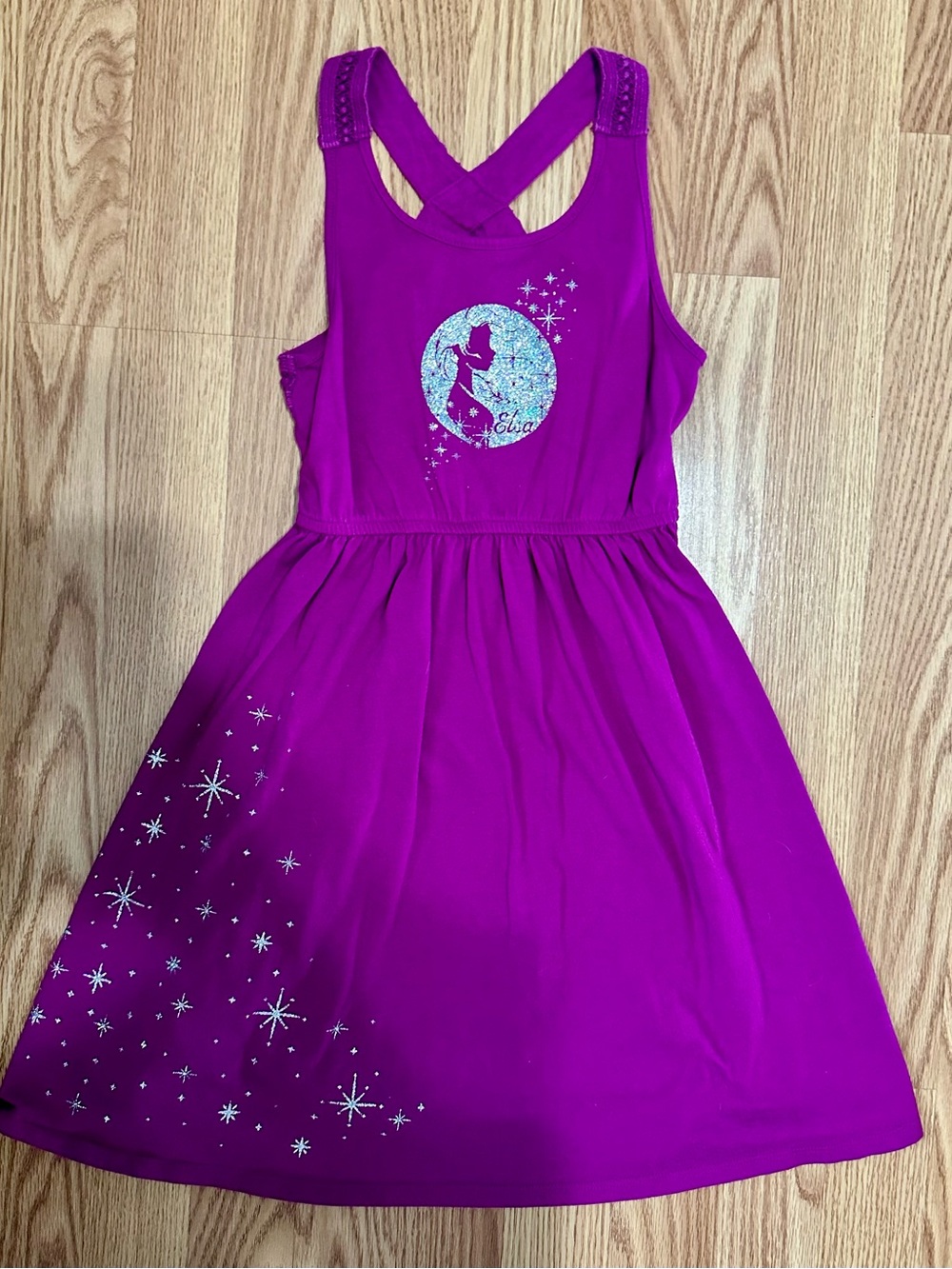 Girls' Magenta Sparkle Elsa Tank Dress - Disney